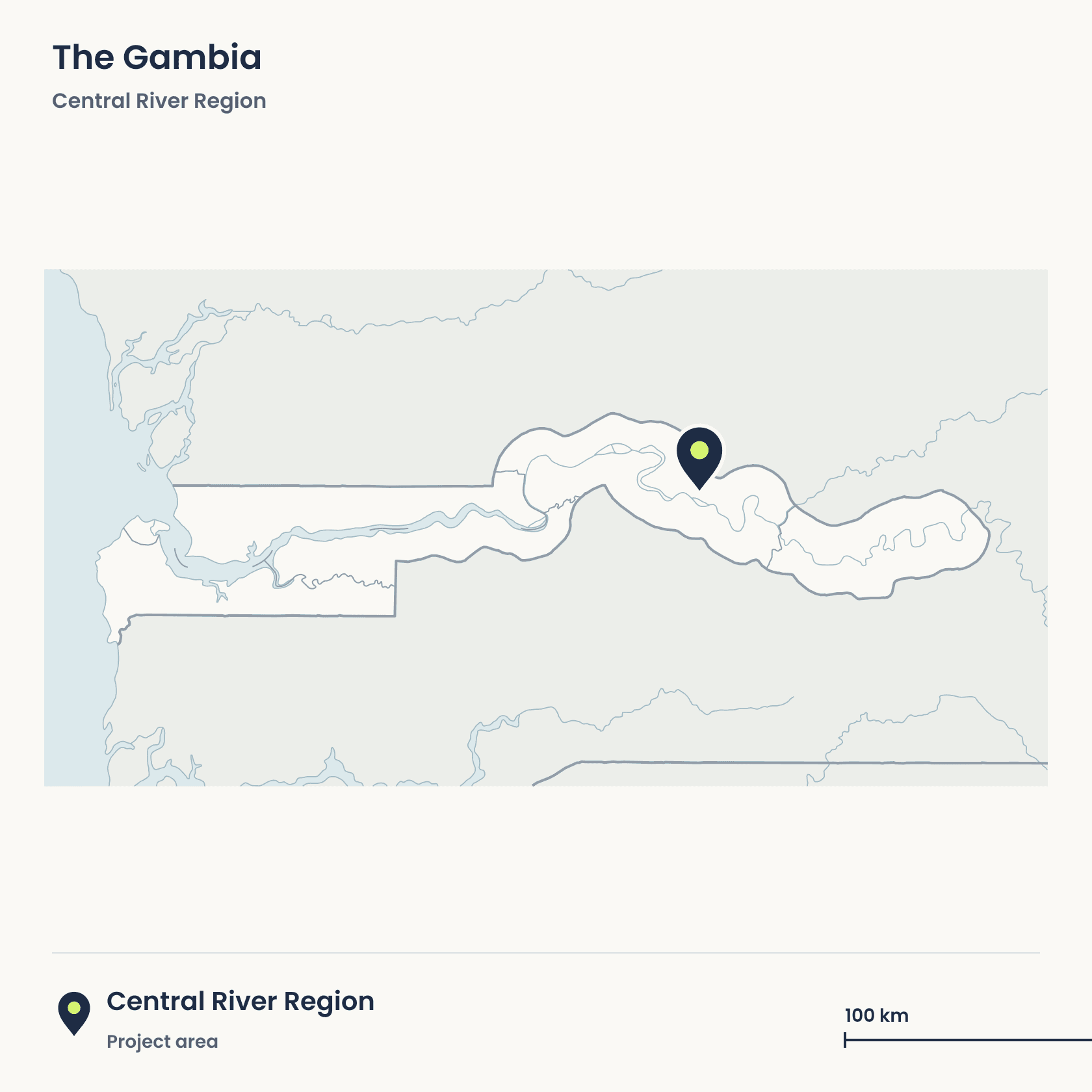 Locator map showing the project area in Central River, The Gambia.