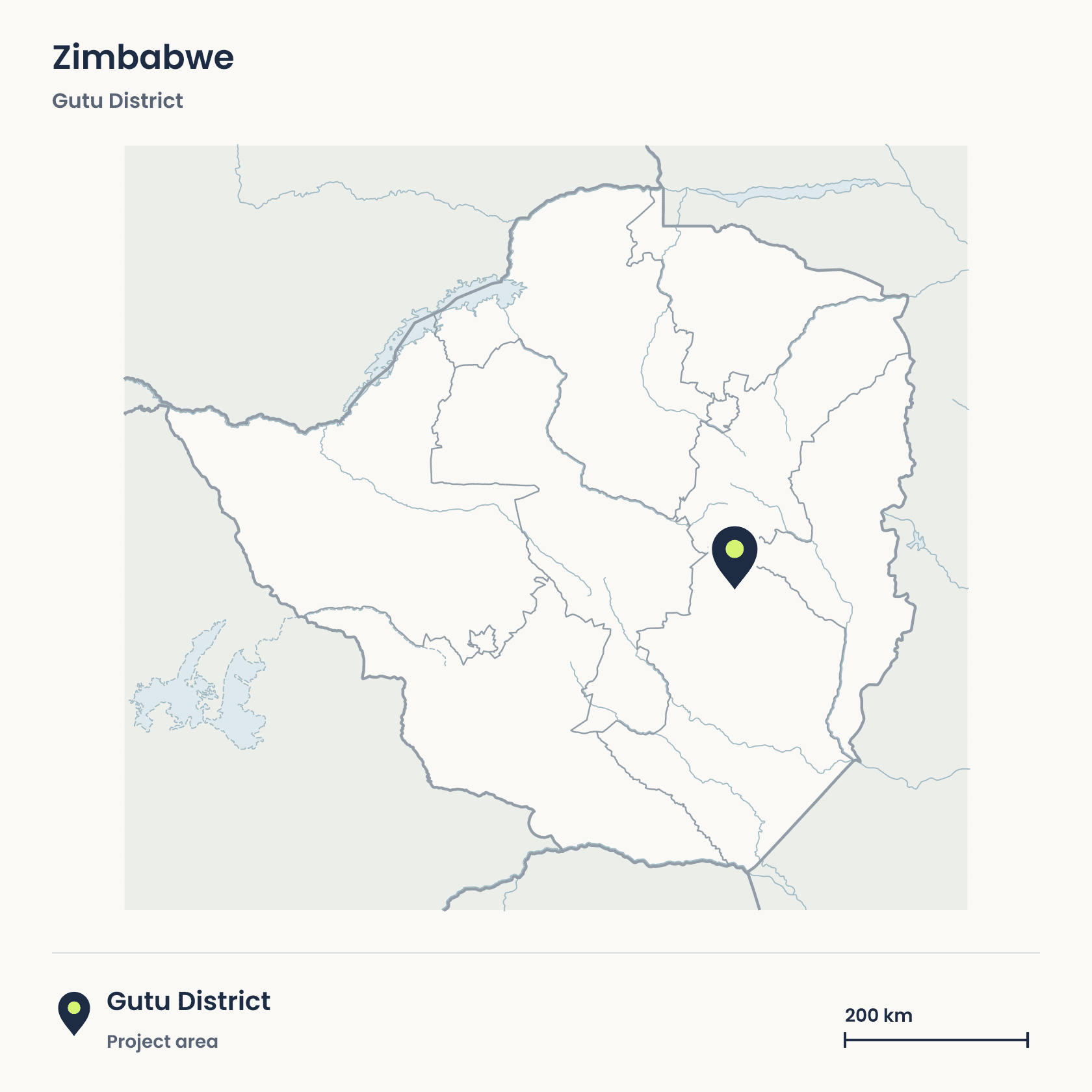 Locator map showing the project area in Gutu, Masvingo, Zimbabwe.