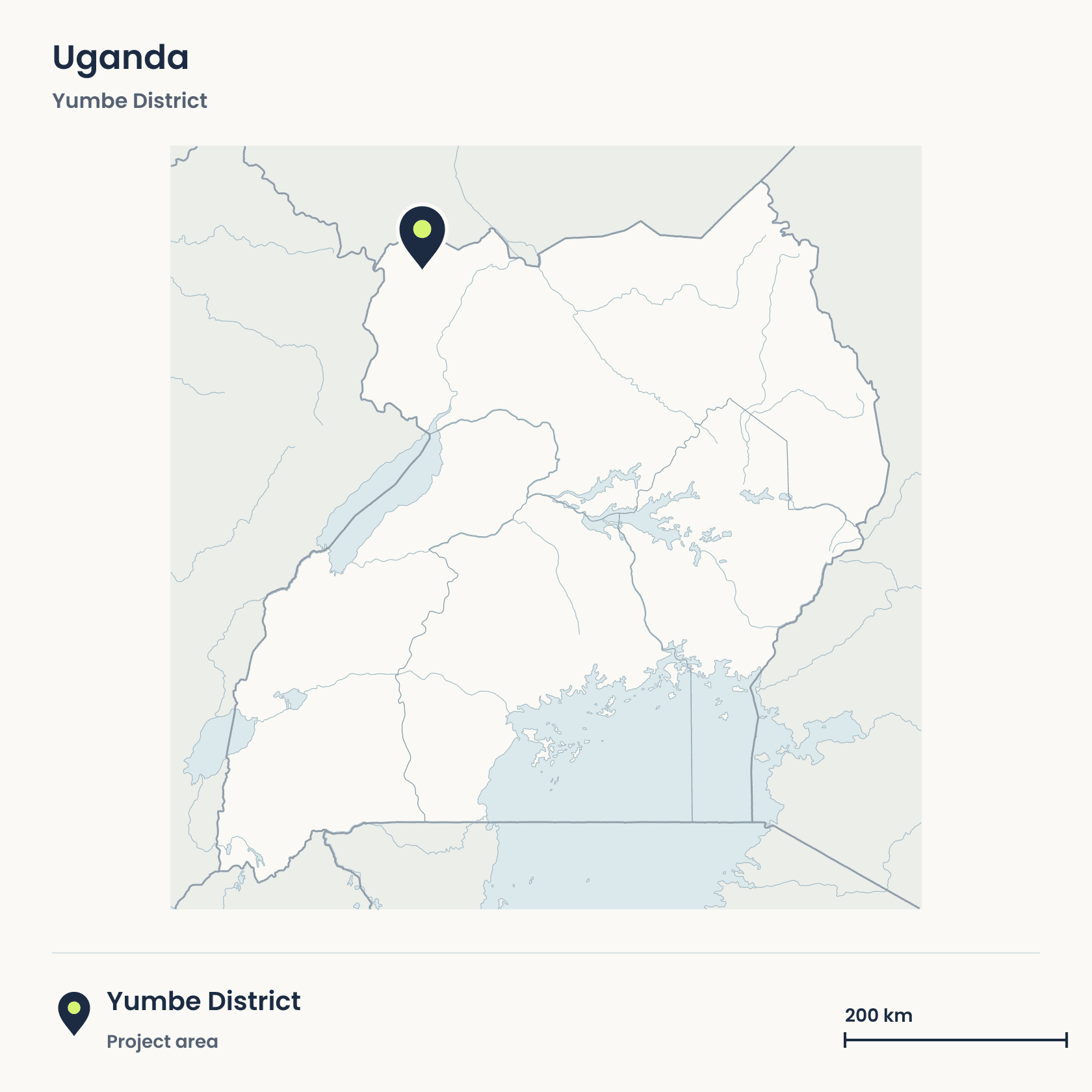 Locator map showing the project area in Yumbe, West Nile, Uganda.