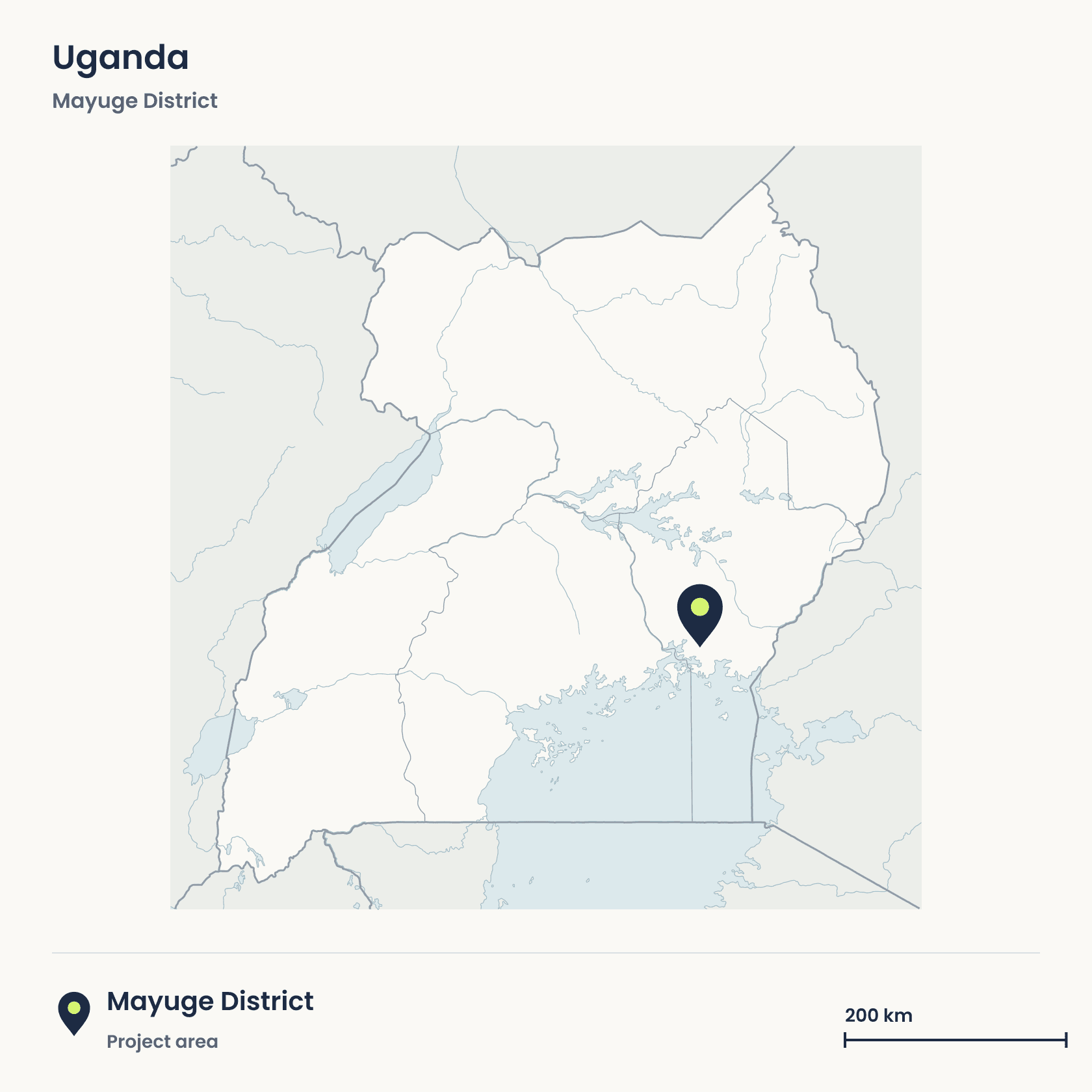 Locator map showing the project area in Mayuge, eastern Uganda.