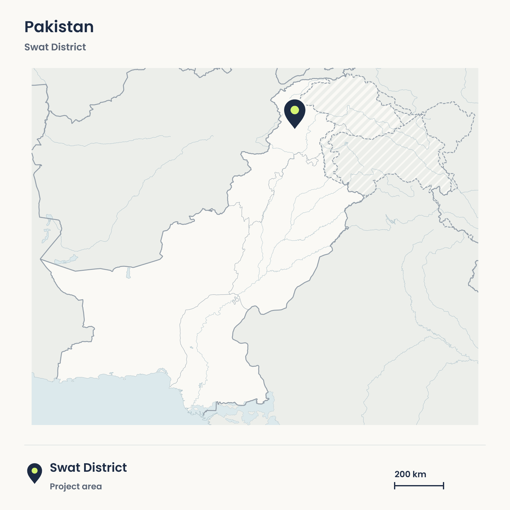 Locator map showing the project area in Swat, Khyber Pakhtunkhwa, Pakistan.